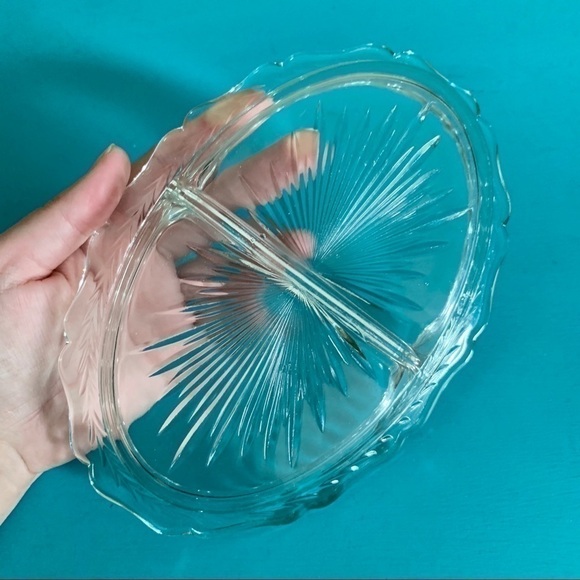 Vintage Pressed Glass Divided Candy Serving Dish - Picture 4 of 4